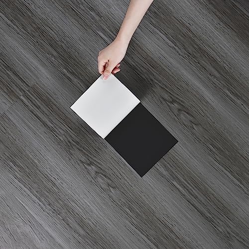 Yullpaper Klick Vinylboden Grau Holzoptik PVC Fliesen Selbstklebend Klebefliesen Boden für Bad Küche Wasserdicht PVC Bodenbelag Selbstklebend Graue Fliesenaufkleber Bodenfliesen 90cmx15cm,4 Stück von Yullpaper