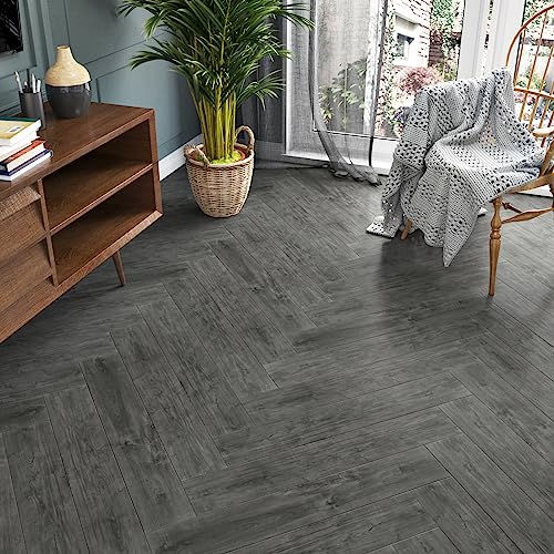 Yullpaper Vinylboden Graue Holzoptik PVC Bodenbelag Selbstklebend 24 Stück PVC Fliesen Bodenfliesen Selbstklebend Bad Wasserdicht Bodenaufkleber Fliesen Grau Küchenfliesen Boden Holz 90cmx15cm von Yullpaper