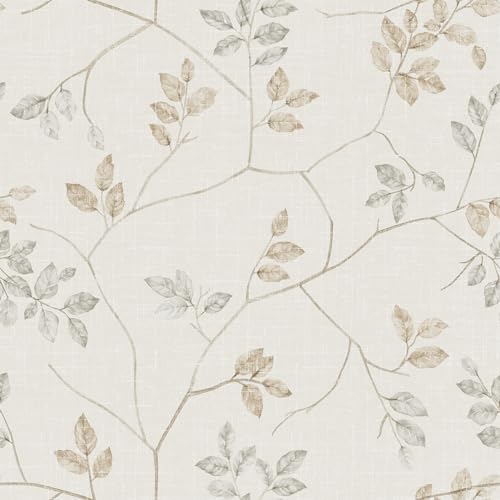 Yullpaper Selbstklebende Tapete Blumen Klebefolie Blumen Blätter Tapeten Wohnzimmer Muster Schrankfolie Vintage Tapete Beige für Schlafzimmer Selbstklebende Folie Möbel Blumentapete 44.5 X 260cm von Yullpaper