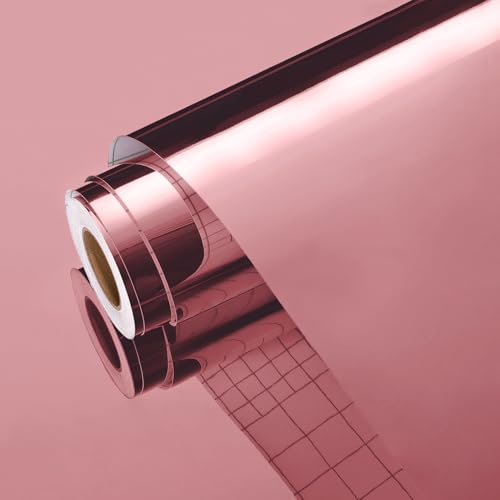 Yullpaper Selbstklebende Tapete Rosa Lila Flexible Spiegelfolie Schrank Möbelfolie Selbstklebend Wand Tapeten Wohnzimmer Abwaschbare Arbeitsplatte Folie Rosa Wand Deko Klebefolie Küche 40cm x 300cm von Yullpaper