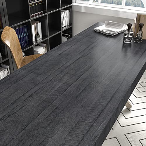 Yullpaper Tapete Grau Schwarz Klebefolie Möbel Holzoptik 60 X 300cm Wand Tapeten Wohnzimmer Graue Möbelfolie Holz Selbstklebend Klebefolie Schwarz Matt für Arbeitsplatte Küche Abwaschbare Tapete Küche von Yullpaper