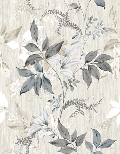Yullpaper Vintage Tapete Blumen Blätter Beige Möbelfolie Selbstklebend Blumentapete für Wohnzimmer Schlafzimmer Retro Floral Muster Klebefolie Selbstklebende Folie für Möbel Schrank 44.5cm X 300cm von Yullpaper