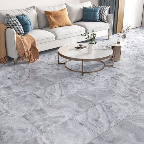 Yullpaper Vinylboden Selbstklebend Blaue PVC Bodenbelag Fliesenoptik Klebefliesen Küche Bad Boden Flexibel Bodenfliesen Selbstklebend Fliesenaufkleber Marmor Venylbodenbelag Klick 60cm X 30cm 4 Stück von Yullpaper