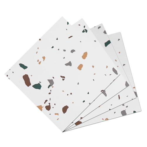 Yullpaper Weiße Vinylboden Selbstklebend PVC Bodenbelag Fliesenoptik Klebefliesen Boden Waschbare Fliesenaufkleber Bad Weißer Granit Bodenfliesen Click Vinyl Selbstklebend 24 Stück 30 X 30cm von Yullpaper
