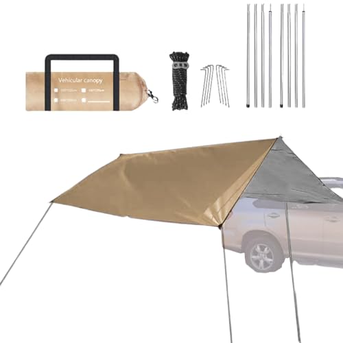 Auto-Überdachung für Camping, Auto-Camping-Schattenüberdachung - wasserdichte Regenfliegenzeltplane,Anti-UV, leichtes, reißfestes Auto-Camping-Schattendach für Wohnmobile von Yulokdwi