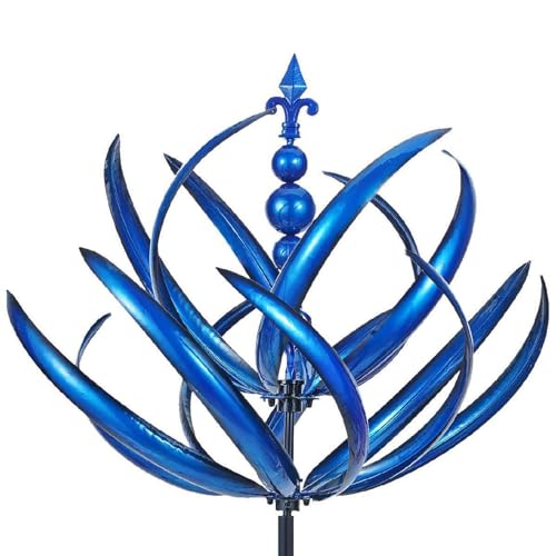 Metall Windrad Windspiel Windmühle Für Garten,Metall Wind Spinner,Windskulptur Spinner,Winddreher Abnehmbare Wind Drehbare Windmühle Blau Rot, Für Terrasse Hof Rasen Garten von Yulokdwi