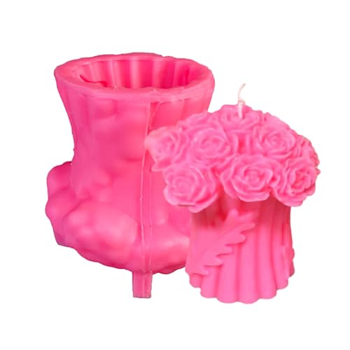 Yulokdwi 3D-Rosen-Silikonform, Blumenstrauß-Kerzenform, Blumenstrauß-Gießformen für Kerzen, Rosa Harzformen für Sojawachs, Bienenwachs, Seifenstück, multifunktionale Blumenform für Gips, Epoxidharz von Yulokdwi