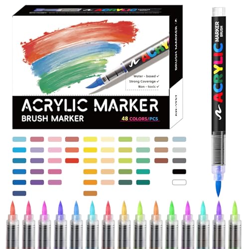 Yulokdwi Acrylmarker,Acryl Pinsel Marker Set - Lichtbeständiges Kreativset Für Keramik Stein Glas Holz Leinwand Basteln & Kunstprojekte von Yulokdwi