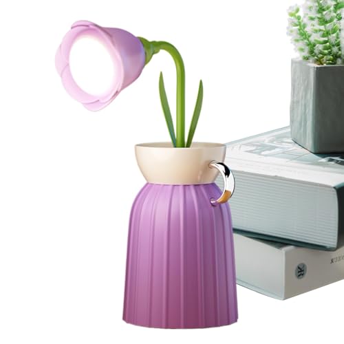 Yulokdwi Blumen-Schreibtischlampe, Blumen-Tischlampe, Stufenlos dimmbare Lampe in Pflanzenform, wiederaufladbar über USB, 3 Farbmodi, Abnehmbare Leselampen mit Touch-Steuerung für Nachttisch, von Yulokdwi