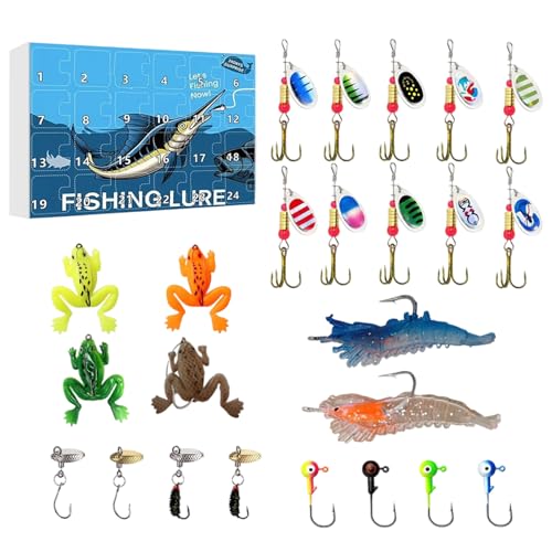Yulokdwi Fishing Köder Adventskalender 2025,Weihnachts Countdown Kalender Angelköder | Angelzubehör Geschenk für Countdown Papa Vater Männer Teenager Ehemann von Yulokdwi