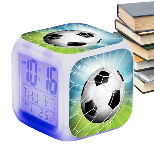 Yulokdwi Fußball-Wecker, Fußball-Uhr Für, Zimmer Zur Erinnerung An Den Morgen, Kinder Für Kinder, Würfel-Fußball-Kinder-Digitaluhr Mit Buntem Nachtlicht, Raumdekoration Für Tisch, Yulokdwi Fußball-Wecker, Fußball-Uhr Für, Zimmer Zur Erinnerung An Den Morgen, Kinder Für Kinder, Würfel-Fußball-Kinder-Digitaluhr Mit Buntem Nachtlicht, Raumdekoration Für Tisch, von Yulokdwi
