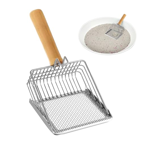 Yulokdwi Katzenstreu Schaufel - Tiefe Katzentoilette Schaufel Mit Holzgriff - Antihaft Beschichtung Leichte Reinigung Kotheber Mit Holzgriff Für Innenbereich Haustierhaus von Yulokdwi