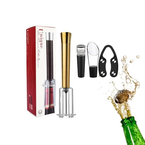 Yulokdwi Korkenzieher Weinöffner Set, Wino The Go Wine Opening Set, Weinöffner-Set Mit Vakuumverschluss Und Flaschenöffner, 4-Piece Set with Cutter, Aerator, Wine Pourer, Für Bar Und Picknick Im von Yulokdwi