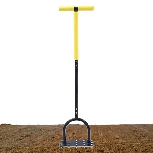 Yulokdwi Rasenlüfter,Vertikutierer Mit Lüftungsspitzen & Ergonomischem T-Griff | Gartenbelüfter Mit Breiter Trittfläche Für Landschaftsbau, Landwirtschaft Und Bodenbearbeitung von Yulokdwi