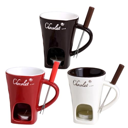 Yulokdwi Schokoladen Fondue Becher, Schokoladenschmelzbecher, Fondue-Schokoladentopf-Set, Fondue-Schokoladentopf-Set, Teelichtkerzen-Fonduetopf-Set, Fondue-Becher Mit Gabeln von Yulokdwi