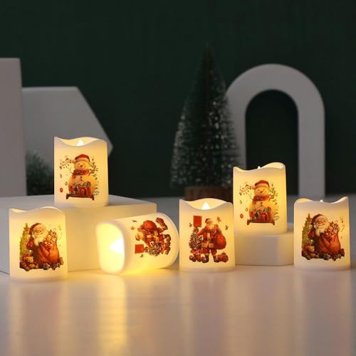 Yulokdwi Weihnachtsdeko LED Kerzen,LED Kerzen Weihnachten Weihnachtsdeko Innen,LED Kerzen Weihnachten Weihnachtsdeko Innen,Baum Und Hausaufklebern Für Die Weihnachtsdekoration Zu Hause(6 Stück) von Yulokdwi