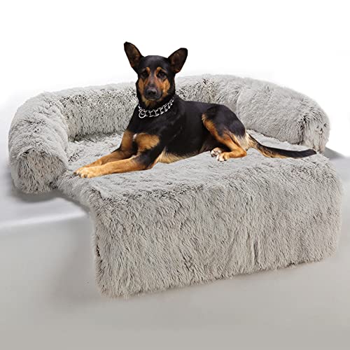 Yuly Couchkissen für Hunde und Katzen, Plüsch Hundematte Grosse Hundebett Hundesofa, Sofaschutz, Hundematratze mit Rutschfester Unterseite aus Gummigranulat, Waschbar, 105 * 94 * 15cm von Yuly