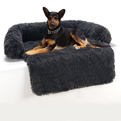 Yuly Couchkissen für Hunde und Katzen, Plüsch Hundematte Grosse Hundebett Hundesofa, Sofaschutz, Hundematratze mit Rutschfester Unterseite aus Gummigranulat, Waschbar, 105 * 94 * 15cm von Yuly