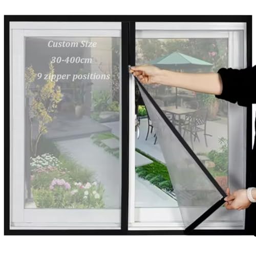 Fliegengitter für Fenster, individuelle Größe, Moskitonetz, Fliegengitter, selbstklebendes Fensterschutz, Katzenschutznetz mit Reißverschluss, einfache Installation von Yuly