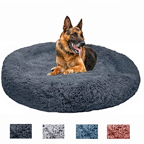 Yuly Hundebett Flauschig XXXL, Grosse Mittelgroße Hunde Hundekissen, Weiche und Bequeme Hundesofa Rund Haustierbett Donut Katzenbett Waschbar(D-150cm) von Yuly