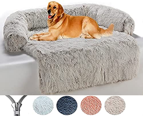 Yuly Weiche Hundematte, Couchkissen für Hunde, Beruhigendes Hundebett, Plüsch Fell Haustierbetten,Möbelschutz,Waschbar Haustierbett für Hunde und Katzen,Hundematte für Grosse Hunde(105x95cm) von Yuly