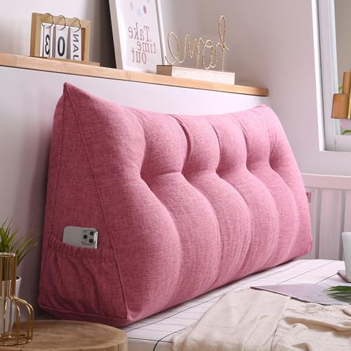 Yuly Hohen Rückenkissen, Lesekissen, Ergonomisches Lordosenstützkissen, Rückenkissen mit Praktisches Seitenfach, Bequemes und Weiches Keilkissen für Kopfteil (Rot,120x50x20cm) von Yuly