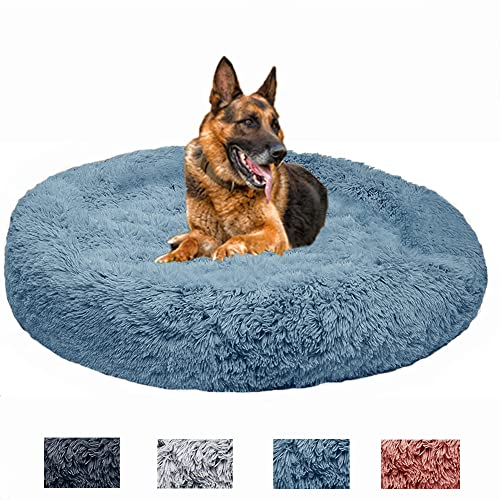 Yuly Hundebett Flauschig, Grosse Mittelgroße Hunde Hundekissen, Weiche und Bequeme Hundesofa Rund Haustierbett Donut Katzenbett Waschbar(D-120cm) von Yuly