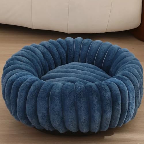 Yuly Hundebett Rund für kleine und große Heimtiere, Katzenbett Donut, Weich & Warm, Hundekissen Hundesofa Kuscheliges Hundekorb Waschbar rutschfeste Unterseite (Dunkelblau,70cm/27.6in) von Yuly