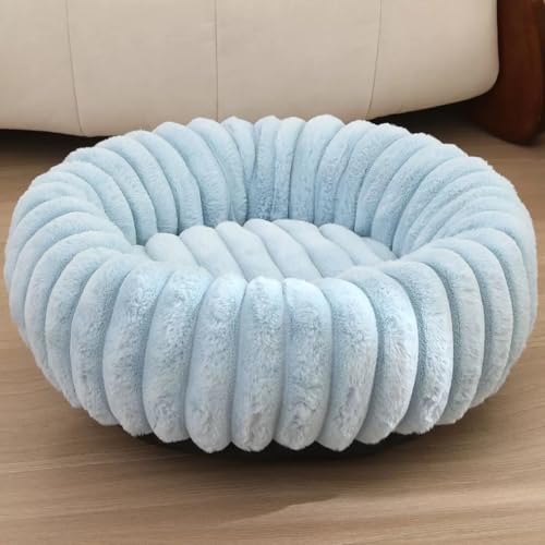 Yuly Hundebett Rund für kleine und große Heimtiere, Katzenbett Donut, Weich & Warm, Hundekissen Hundesofa Kuscheliges Hundekorb Waschbar rutschfeste Unterseite (Hellblau,100cm/39.4in) von Yuly