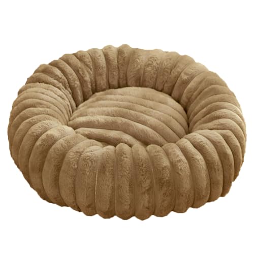 Yuly Orthopädisches Donut Hundebett, Beruhigendes Hundekorb Waschbar, Bequemes Katzenbett mit Rutschfester Unterseite, Hundesofa für Große, Mittelgroße & Kleine Hunde (Braun,70cm/27.6in) von Yuly