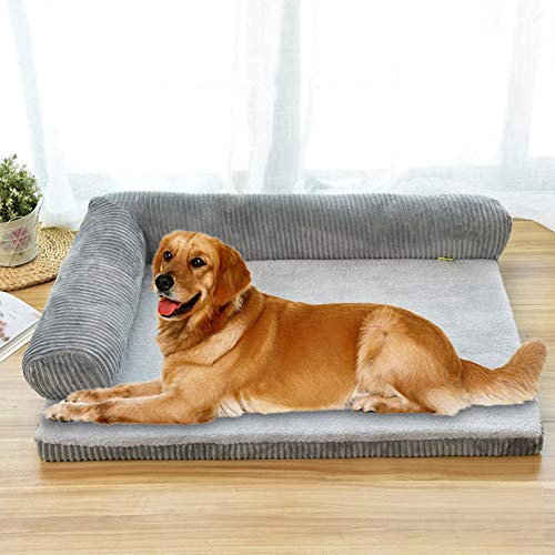 Yuly Premium Memory Foam Hundebett, orthopädisches Haustier-Sofa-Bett, Matratze für mittelgroße und große Hunde, weicher Cordbezug und glatter Samtstoff, abnehmbar und waschbar von Yuly