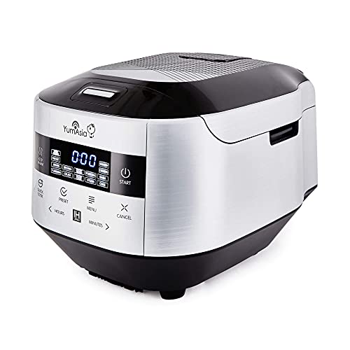 Yum Asia Bamboo Reiskocher mit Induktionsheizung (IH) und Keramikschale, (8 Tassen, 1,5 Liter), 7 Reiskochfunktionen, 4 Multikocherfunktionen, Motouch LED-Anzeige, 220-240V EU von Yum Asia
