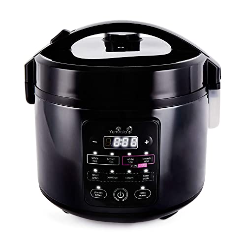 Yum Asia Kumo YumCarb Reiskocher mit Keramikschale und fortschrittlicher Fuzzy-Logik (5,5 Tassen, 1 Liter), 5 Reiskochfunktionen, 3 Multicooker-Funktionen, 220-240V EU (Dunkler Edelstahl) von Yum Asia