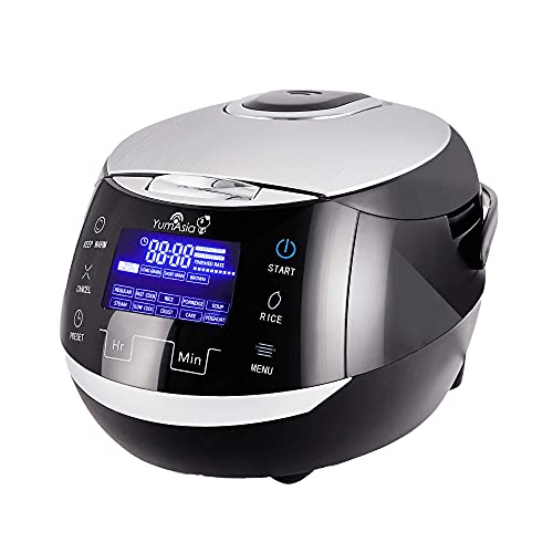 Yum Asia Sakura Reiskocher mit Keramikschale und Advanced Fuzzy Logic (8 Tassen, 1,5 Liter), 6 Reiskochfunktionen, 6 Multikocherfunktionen, Motouch LED-Display, 220-240V EU (schwarz und silber) von Yum Asia