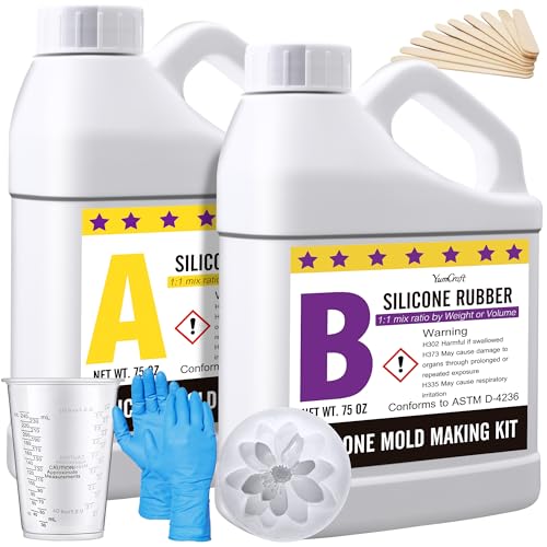 Silikonform Herstellungs Kit - 150oz Elastisches Flüssiges Silikonkautschuk zur Herstellung von Silikonformen, Gießen - Schnellhärtendes Transparentes 18A-Formsilikon für DIY-Harzformen,Bastelarbeiten von YumCraft
