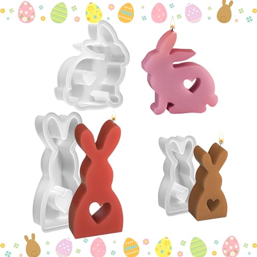 3 StüCke 3D Kaninchen Silikonform Ostern, Silikonform Ostern,Hasenform für Ostern, Ostern Hase Backform,Silikon Gießform Ostern Für Diy Seife,Kerzen,Keks,Tortendeko Dekoration von YumSur