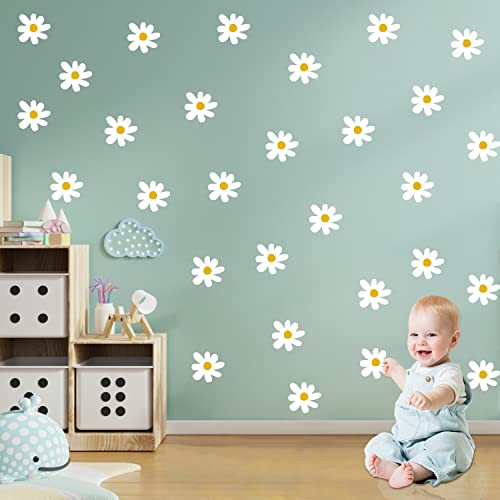 72 Stück Gänseblümchen Wandaufkleber,DIY Selbstklebend Gänseblümchen Blumen Wandsticker,Wandsticker Kinderzimmer Kinder Aufkleber Wand Mädchen Und Jungen Babyzimmer Schlafzimmer Kinderzimmer Deko von YumSur