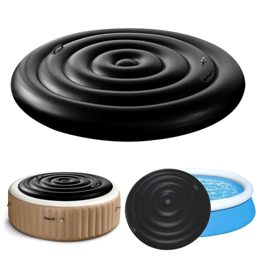 Energiesparende Spa-Abdeckung, schwarz, aufblasbarer Deckel, schützender Regen-Überlauf, Wärmeisolator-Technologie, runde Blase, passend für alle runden Whirlpools für 4 Personen, 140 cm von YumSur