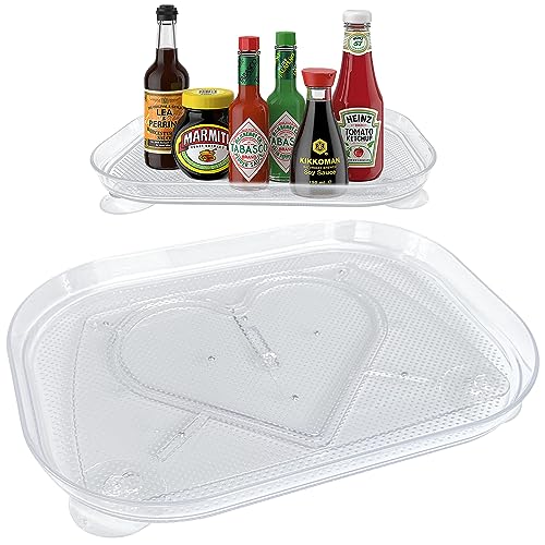 Drehteller Kühlschrank Organizer Lazy Susan,Drehteller Organizer mit rutschfest,Drehplatte Kühlschrank Transparent,Küchen Organizer für Schrank, Tisch, Speisekammer, Fridge, Küchen, Arbeitsplatte von YumSur
