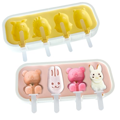 Eisformen Eis am Stiel, 2 Stück Silikon Eis am Stiel Eiscreme Cakesicle Formen kinder DIY Kreative Eisform BPA frei wiederverwendbare mit Deckel von YumSur