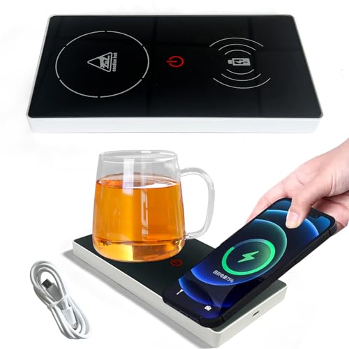 Elektrischer Kaffeewärmer Tassenwärmer kaffetasse warmhaltend,Smart 2‑in‑1 Getränkewärmer,USB 55℃ Pad-Kaffeewärmer mit konstanter Temperatur,Heated Coaster für Büro Hausgebrauch Kaffee (Weiß) von YumSur