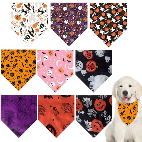 Halloween-Hundehalstuch, Kürbis, Fledermaus, Haustier-Schal, Halloween, Kürbisse, Spinnweben, Schal für kleine und mittelgroße Hunde, 9 Stück Halloween-Hundehalstuch, Kürbis, Fledermaus, Haustier-Schal, Halloween, Kürbisse, Spinnweben, Schal für kleine und mittelgroße Hunde, 9 Stück von YumSur