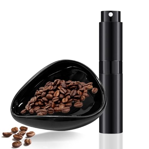 Kaffeebohnen Dosierbecher Kaffeezubehör Keramik Dosierschale Sprühflasche Geeignet für konsequentes Brauen Sprühflasche (Schwarz) von YumSur