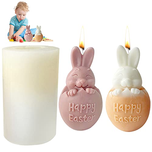 Kerzen Silikonform Ostern, 3D Silikonform Hase, Gießform Ostern Kaninchen Silikonformen, Kerzenform Silikon Für Diy Seife, Kerzen, Keks, Schokoladenkuchen, Silikonform Ei Haus Dekoration von YumSur