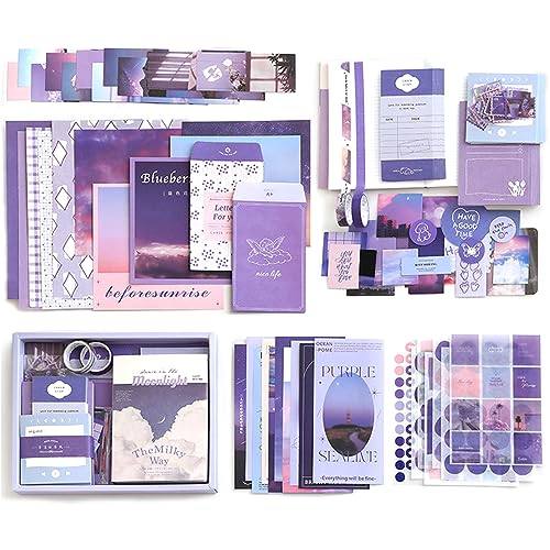 YumSur Scrapbook Zubehör Set,Scrapbooking Papier Ästhetisches mit A6 Raster Notizbuch, Scrapbooking Aufkleber, Dekoratives Schreibpapier, DIY Geschenk für Mädchen Damen Grußkarten Dekoration (Purple) YumSur Scrapbook Zubehör Set,Scrapbooking Papier Ästhetisches mit A6 Raster Notizbuch, Scrapbooking Aufkleber, Dekoratives Schreibpapier, DIY Geschenk für Mädchen Damen Grußkarten Dekoration (Purple) von YumSur
