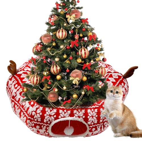 Weihnachts-Katzentunnel mit Bett,Weihnachtsschmuck, faltbares Donut-Tunnelbett für Haustiere mit Ball und Gucklöchern, dekorativer Weihnachtsstil Weihnachts-Katzentunnel mit Bett,Weihnachtsschmuck, faltbares Donut-Tunnelbett für Haustiere mit Ball und Gucklöchern, dekorativer Weihnachtsstil von YumSur