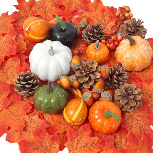 YumSur 160-teiliges Herbstdeko-Set – Künstliche Kürbisse, Tannenzapfen, Eicheln & Ahornblätter – Deko für Thanksgiving, Herbstdeko & Kürbis-Deko Für Deko Halloween Thanksgiving Party YumSur 160-teiliges Herbstdeko-Set – Künstliche Kürbisse, Tannenzapfen, Eicheln & Ahornblätter – Deko für Thanksgiving, Herbstdeko & Kürbis-Deko Für Deko Halloween Thanksgiving Party von YumSur