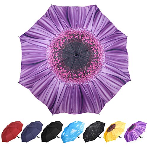 YumSur Regenschirm Taschenschirm umgekehrter Regenschirm Umbrella- inkl. Schirm-Tasche & Reise-Etui - Auf-Zu-Automatik, Teflon-Beschichtung, windsicher, stabil von YumSur