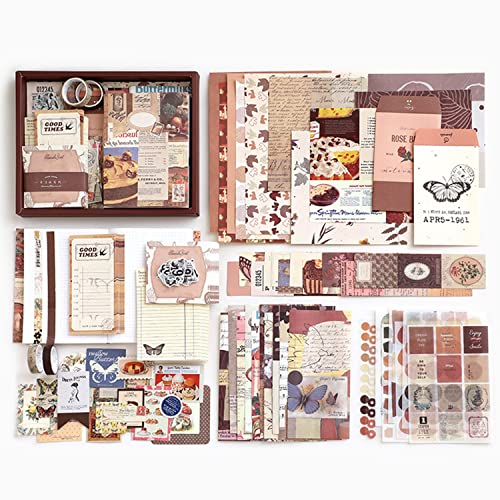 YumSur Scrapbook Zubehör Set,Scrapbooking Papier Ästhetisches mit A6 Raster Notizbuch, Scrapbooking Aufkleber, Dekoratives Schreibpapier, DIY Geschenk für Mädchen Damen Grußkarten Dekoration (Brown) YumSur Scrapbook Zubehör Set,Scrapbooking Papier Ästhetisches mit A6 Raster Notizbuch, Scrapbooking Aufkleber, Dekoratives Schreibpapier, DIY Geschenk für Mädchen Damen Grußkarten Dekoration (Brown) von YumSur