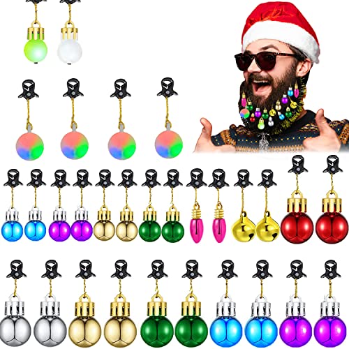 YumSur Weihnachts-Bartschmuck, Bartkugel, Ornamente, Bunte Urlaubsdekoration für Männer, 30 Stück von YumSur
